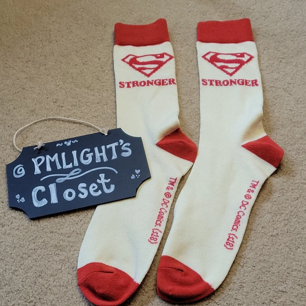 DC Comics Superman Socks Red/Beige Mid Calf 